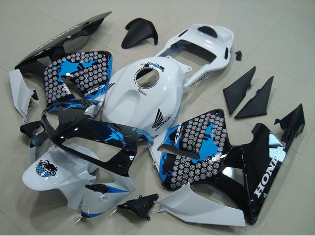 2003-2004 Honda CBR600RR Motorcycle Fairing - White Blue Glossy Black UK
