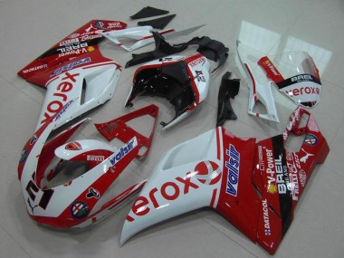 2007-2014 Ducati 848 1098 1198 Motorcycle Fairing - White Red Glossy Black Valsir Xerox OEM Style 21 UK