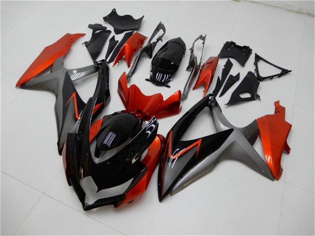 2008-2010 Suzuki GSXR 600/750 Motorcycle Fairings - Orange Grey Glossy Black UK