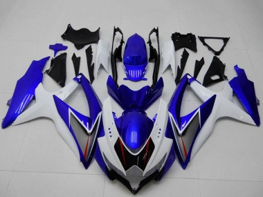 2008-2010 Suzuki GSXR 600/750 Motorcycle Fairings - White Blue Black Red Line UK