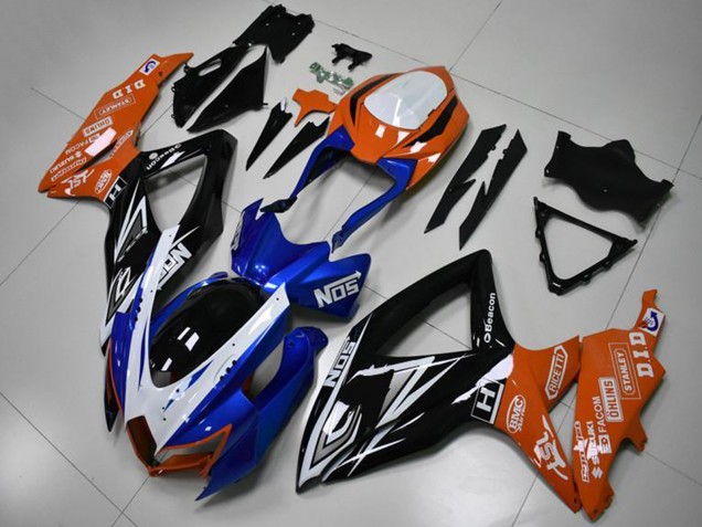 2008-2010 Suzuki GSXR 600/750 Motorcycle Fairings - Orange Blue White Glossy Black UK
