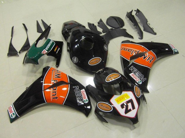 2008-2011 Honda CBR1000RR Motorcycle Fairings - Glossy Black Orange HM Plant 27 UK
