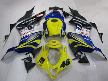 2007-2008 Honda CBR600RR Motorcycle Fairing - Yellow Blue White Glossy Black Nastro Azzurro UK