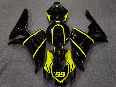 2006-2007 Honda CBR1000RR Motorcycle Fairing - Glossy Black High Viz Yellow 99 UK
