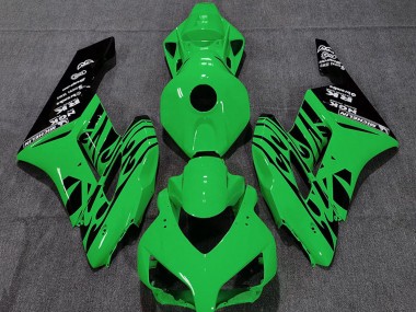 2004-2005 Honda CBR1000RR Motorcycle Fairings - Green Glossy Black Flame UK