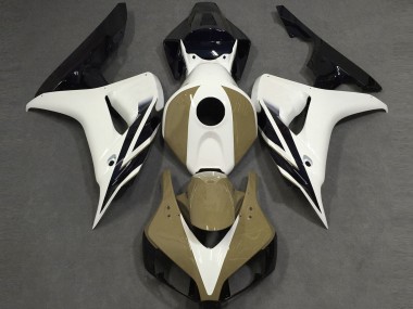 2006-2007 Honda CBR1000RR Motorcycle Fairings - White Tan Glossy Black UK