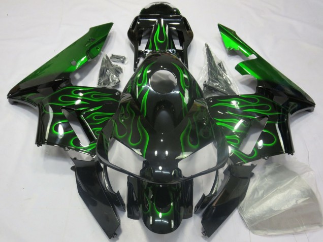 2003-2004 Honda CBR600RR Motorcycle Fairings - Glossy Black Blue Flame UK