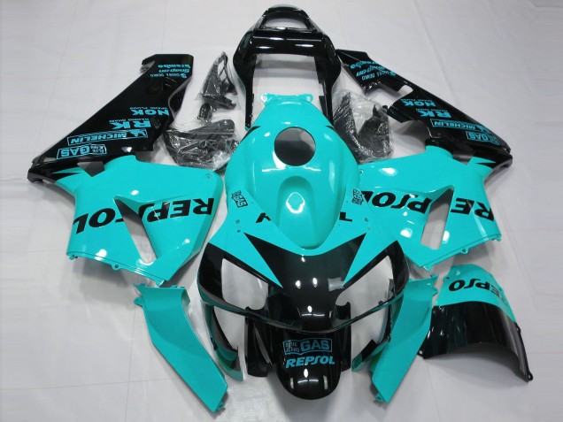 2003-2004 Honda CBR600RR Motorcycle Fairings - Light Blue Glossy Black Repsol UK