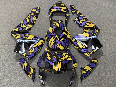 2003-2004 Honda CBR600RR Motorcycle Fairings - Purple Yellow Camouflage Shark UK