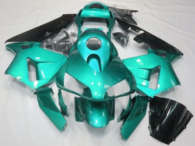 2003-2004 Honda CBR600RR Motorcycle Fairings - Teal Blue Glossy Black UK
