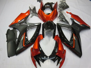 2006-2007 Suzuki GSXR 600 / GSXR 750 Motorcycle Fairings - Burnt Orange Grey Glossy Black UK
