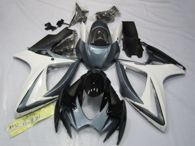 2006-2007 Suzuki GSXR 600 / GSXR 750 Motorcycle Fairings - White Grey Glossy Black UK