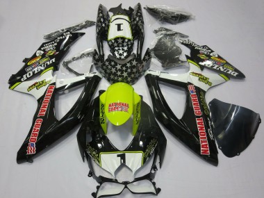 2008-2010 Suzuki GSXR 600 / GSXR 750 Motorcycle Fairings - White Yellow Red Black National Guard UK