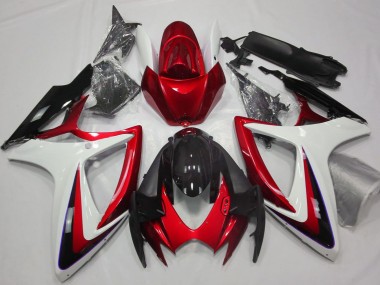 2006-2007 Suzuki GSXR 600 / GSXR 750 Motorcycle Fairings - White Red Glossy Black UK