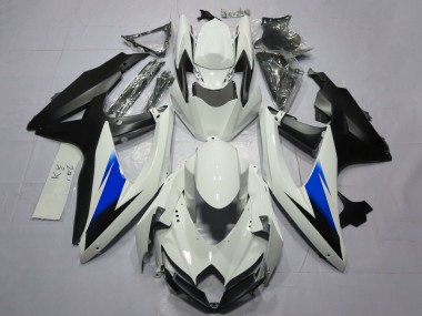 2008-2010 Suzuki GSXR 600 / GSXR 750 Motorcycle Fairings - White Blue Matte Black UK