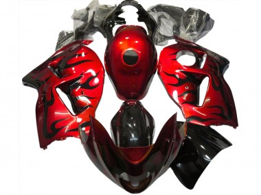 1996-2007 Suzuki GSXR 1300 Motorcycle Fairings - Red Black Flame UK