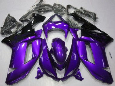 2007-2008 Kawasaki ZX6R Motorcycle Fairings - Glossy Purple Black UK