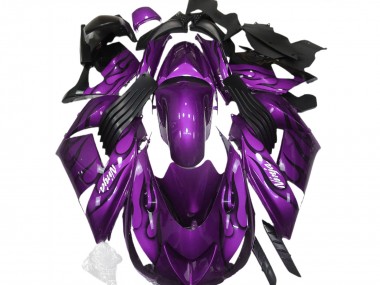 2006-2011 Kawasaki ZX14R Motorcycle Fairings - Purple Black Flame White Ninja UK