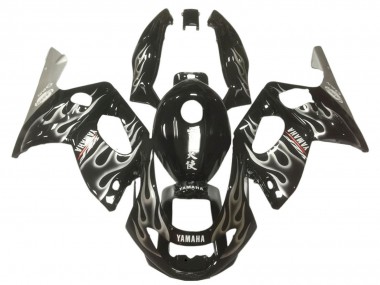 1996-2007 Yamaha YZF600R Thundercat Motorcycle Fairings - Glossy Black Silver Flame UK