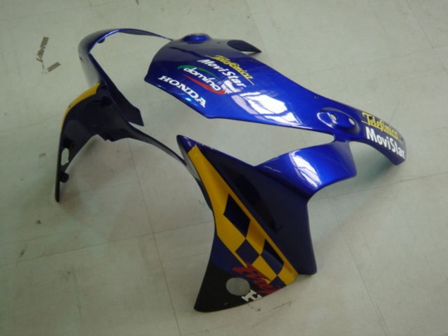2002-2003 Honda CBR900RR 954 Motorcycle Fairings - Blue Yellow Glossy Black Telefonica MoviStar Castrol UK