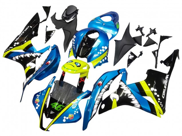 2007-2008 Honda CBR600RR Motorcycle Fairings - Green Yellow Glossy Black Shark 46 UK