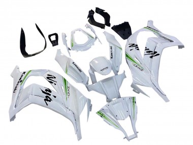 2011-2015 Kawasaki ZX10R Motorcycle Fairings - White Green Stripe Black Ninja UK
