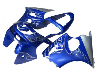 1998-1999 Kawasaki ZX6R Motorcycle Fairings - Blue Silver Flame UK