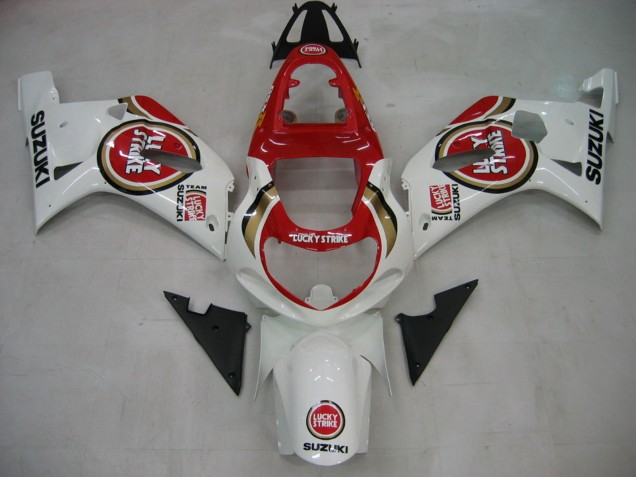 2000-2002 Suzuki GSXR1000 Motorcycle Fairings - White Red Lucky Strike UK