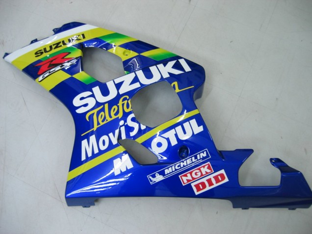 2004-2005 Suzuki GSXR 600 / GSXR 750 Motorcycle Fairings - Blue White Yellow Green Telefonica Motul MoviStar UK