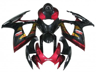 2006-2007 Suzuki GSXR 600 / GSXR 750 Motorcycle Fairing - Glossy Black Red Gold UK