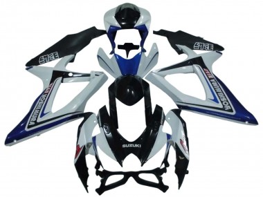 2008-2010 Suzuki GSXR 600 / GSXR 750 Motorcycle Fairings - White Blue Glossy Black Alstare UK