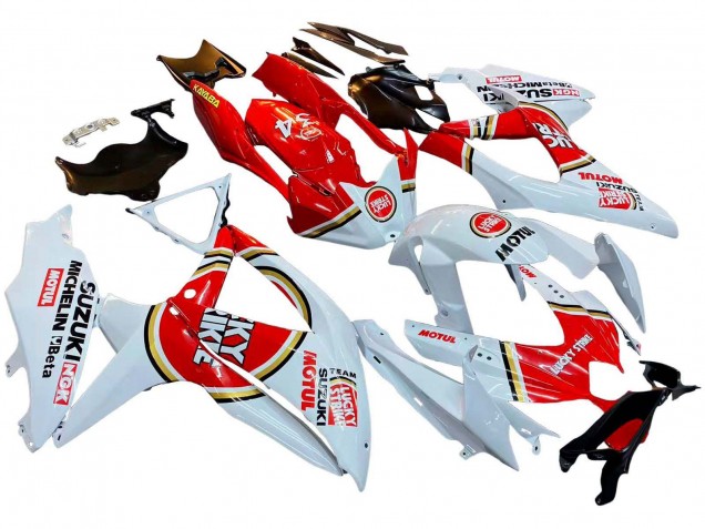 2008-2010 Suzuki GSXR 600 / GSXR 750 Motorcycle Fairings - White Red Motul Lucky Strike UK