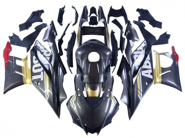 2022-2024 Yamaha YZF R3/R25 Motorcycle Fairings - Black Carbon Fiber Style Gold Red ABBOT UK