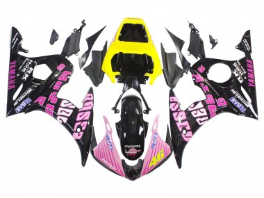 2005 Yamaha YZF 600 R6 Motorcycle Fairings - Black Pink Yellow Repsol 46 UK