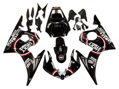 2005 Yamaha YZF 600 R6 Motorcycle Fairings - Glossy Black White Lucky Strike Motul UK