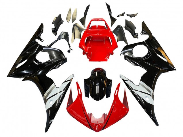 2005 Yamaha YZF 600 R6 Motorcycle Fairings - Red White Glossy Black UK