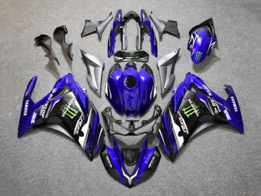 2015-2018 Yamaha YZF R3/R25 Motorcycle Fairings - Blue Silver Black Monster UK