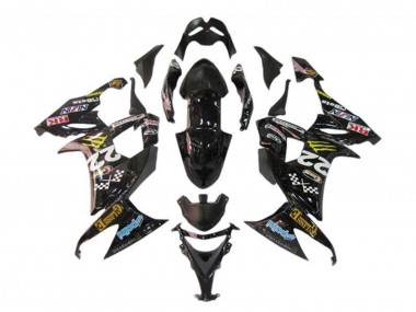 2008-2010 Kawasaki ZX10R Motorcycle Fairings - Glossy Black Blue Yellow Monster UK