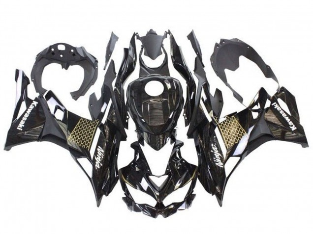 2019-2025 Kawasaki ZX25R ZX-25R Motorcycle Fairings - Glossy Black Gold White Honeycomb UK
