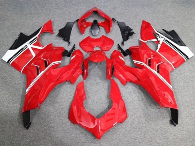 2020-2021 Ducati Panigale V4 V4S Motorcycle Fairings - White Red Glossy Black Stripe UK