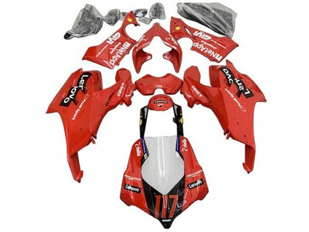 2020-2021 Ducati Panigale V4 V4S Motorcycle Fairings - Red Glossy Black Lenovo 117 UK