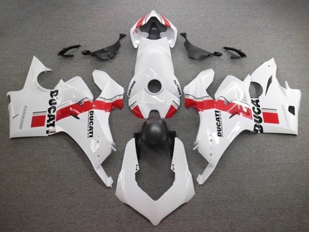 2020-2021 Ducati Panigale V4 V4S Motorcycle Fairings - White Red Stripe UK