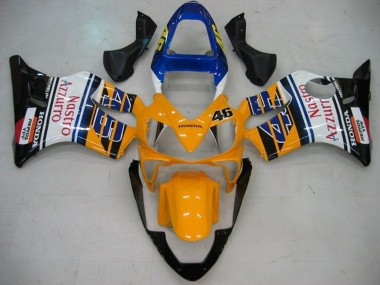 2001-2003 Honda CBR600 F4i Motorcycle Fairings - Yellow White Blue Glossy Black Nastro Azzurro UK