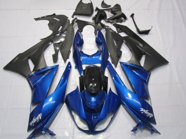 2007-2008 Kawasaki ZX6R Motorcycle Fairings - Blue Matte Black White UK