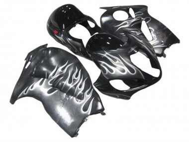 1996-2007 Suzuki GSXR 1300 Hayabusa Motorcycle Fairings - Grey Black White Flame UK