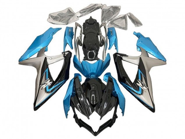 2008-2010 Suzuki GSXR 600 / GSXR 750 Motorcycle Fairings - Light Blue Silver Glossy Black UK