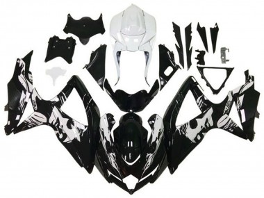 2008-2010 Suzuki GSXR 600 / GSXR 750 Motorcycle Fairings - White Glossy Black Leyla UK
