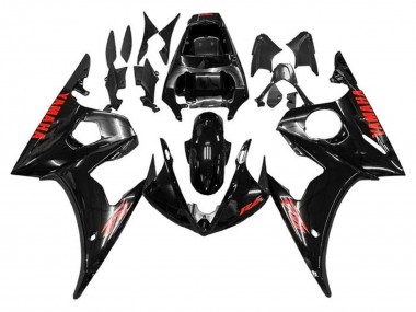 2005 Yamaha YZF R6 Motorcycle Fairings - Glossy Black Red UK