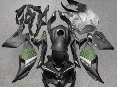 2019-2025 Kawasaki ZX4R ZX-4RR Motorcycle Fairings - Faux Carbon Fiber Green Grey UK