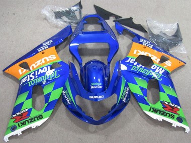 2001-2003 Suzuki GSXR 600 Motorcycle Fairings - Blue Orange Green Telefonica MoviStar UK